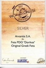 ΑΡΓΥΡΟ ΒΡΑΒΕΙΟ ΓΙΑ ΤΗ ΦΕΤΑ ΠΟΠ ΔΩΡΙΚΟΣ ΣΤΑ World Cheese Awards 2013 (ΛΟΝΔΙΝΟ)